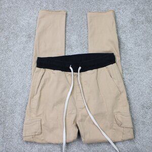 MNML Jogger Pants‎ Mens Medium Beige Drawstring Cotton Stretch Straight Leg